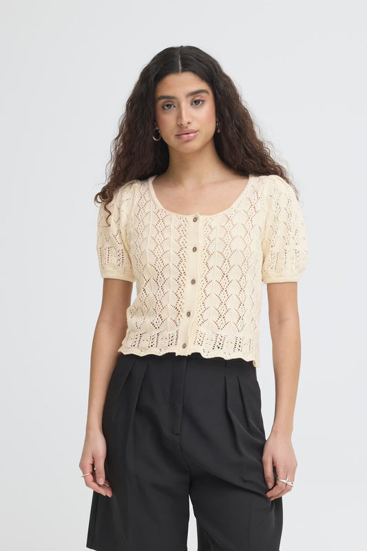 IHDAFFIE CROCHET BUTTON TOP - Birch