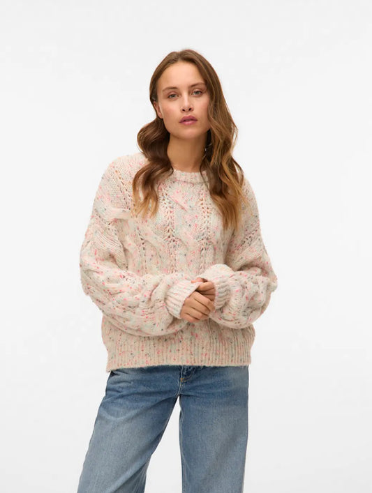 ZENA LS LOOSE PULLOVER - Birch/Comb