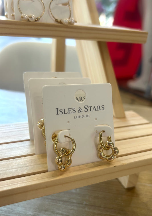 Flower Hoop Earrings- Gold