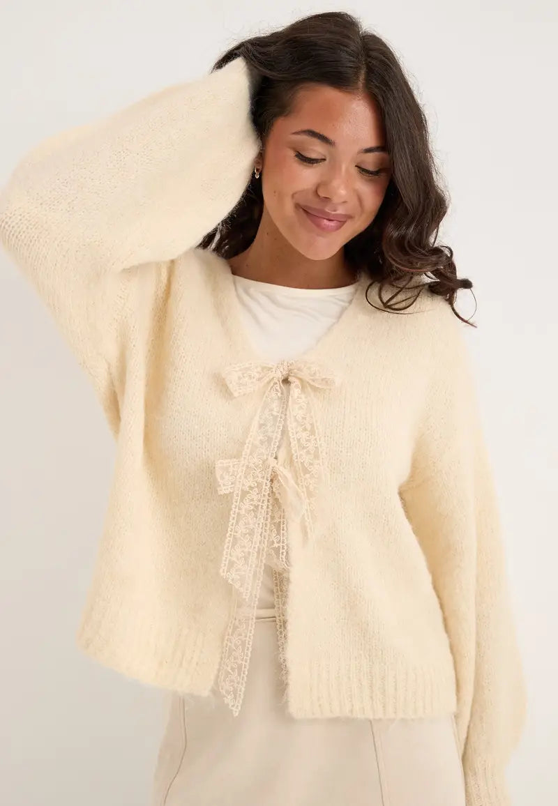NELLIE LS V-NECK CARDIGAN KNIT