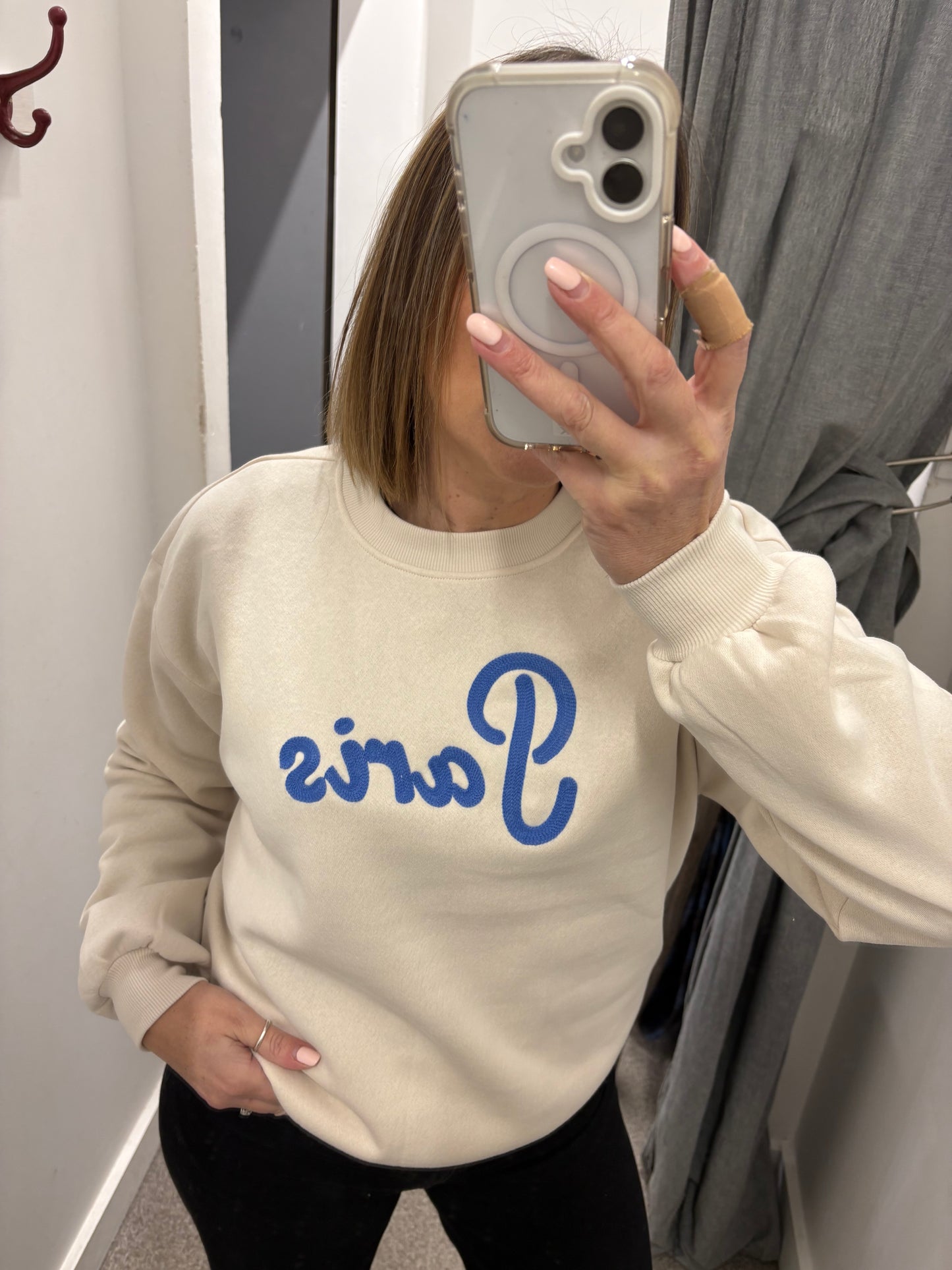 FIE L/S PRINT BOX SWEATER - Birch