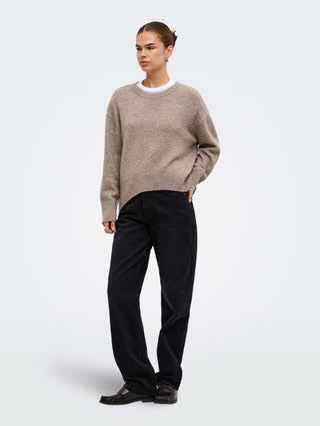 ALIVIA LS HIGH-LOW O-NECK NOOS KNIT