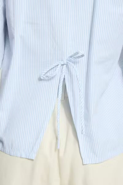 IHGARIA back bow shirt ~ stripe light blue