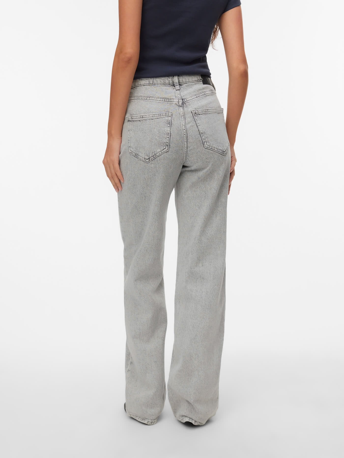 TESSA HR WIDE JEANS - Light Grey Denim