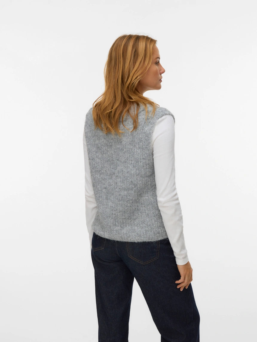 NOVAH RIB SL V-NECK VEST - Grey