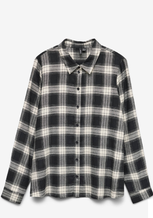 LARA LS CHECK SHIRT- Black/Oat