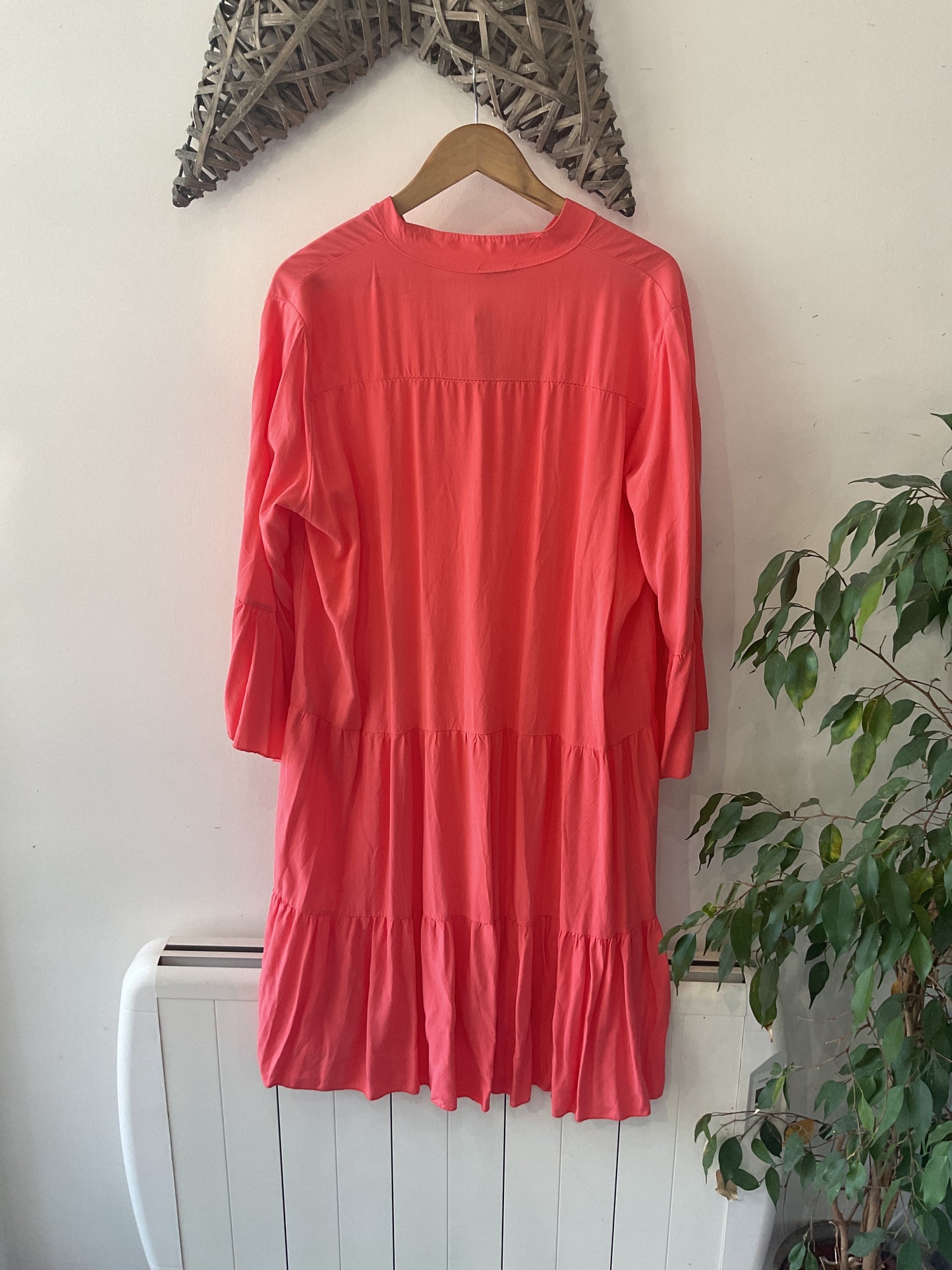 Tiered 3/4 Smock Dress - Coral
