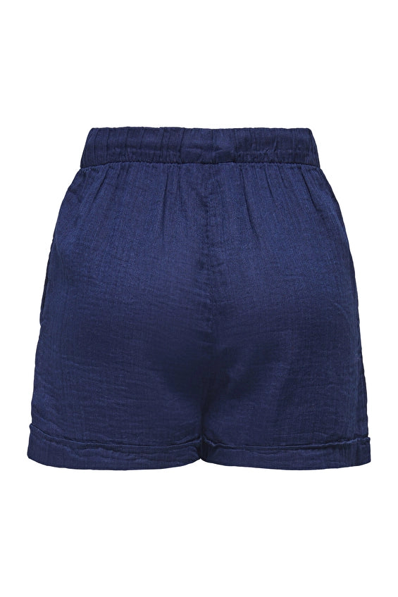 LEONI SEESUCKER PULL UP SHORTS - Vintage Indigo