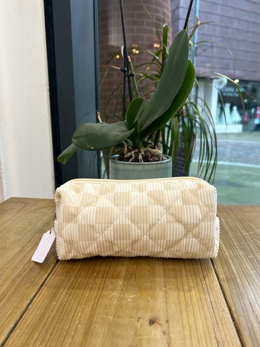 Cream Check Wash Bag - Small