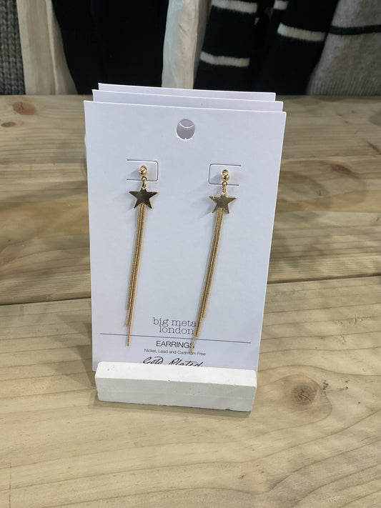 Star Drop Earrings - Gold