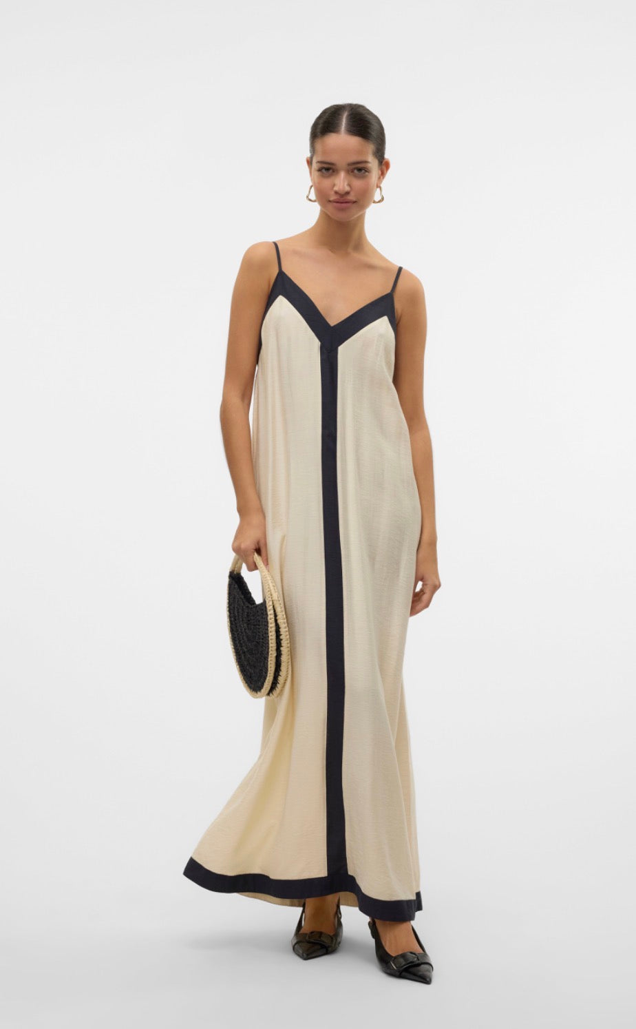 DENISE SINGLET ANKLE DRESS - Birch/Black