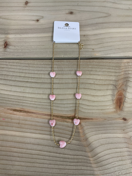 Heart pink necklace