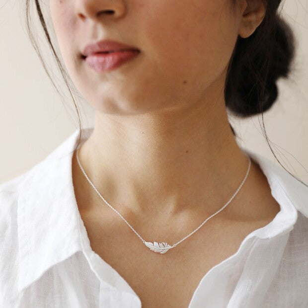 Lisa Angel Feather Necklace - Silver