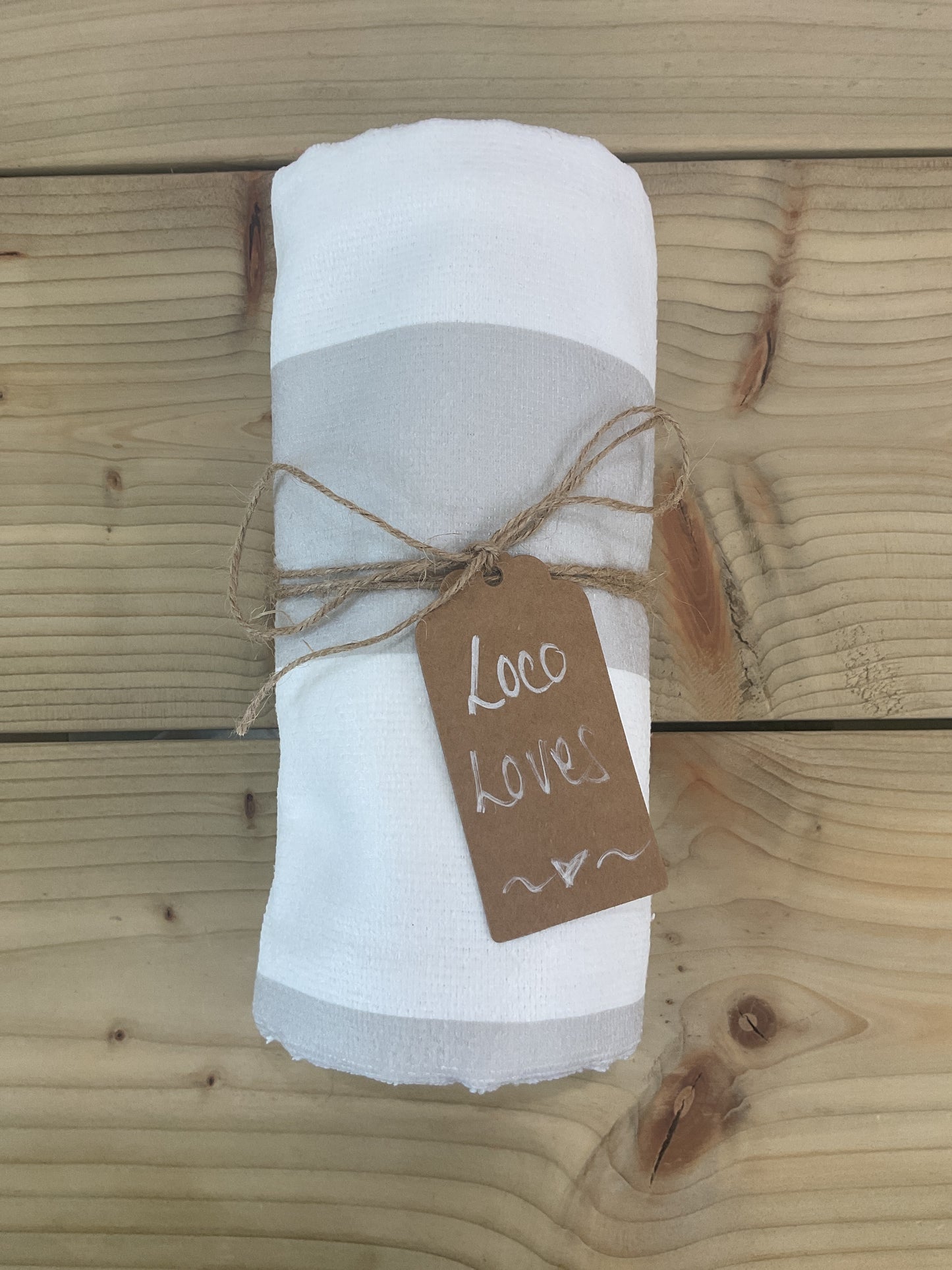 Striped Beach Towel - Grey / White
