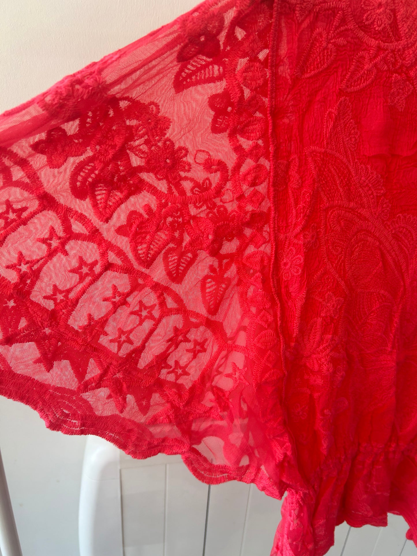 Butterfly Lace Top - Coral