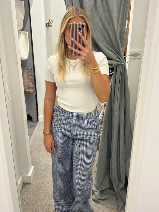 IHJILMA PANTS - Blue / White Check