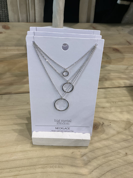 Callia Circle Layered Necklace - Silver