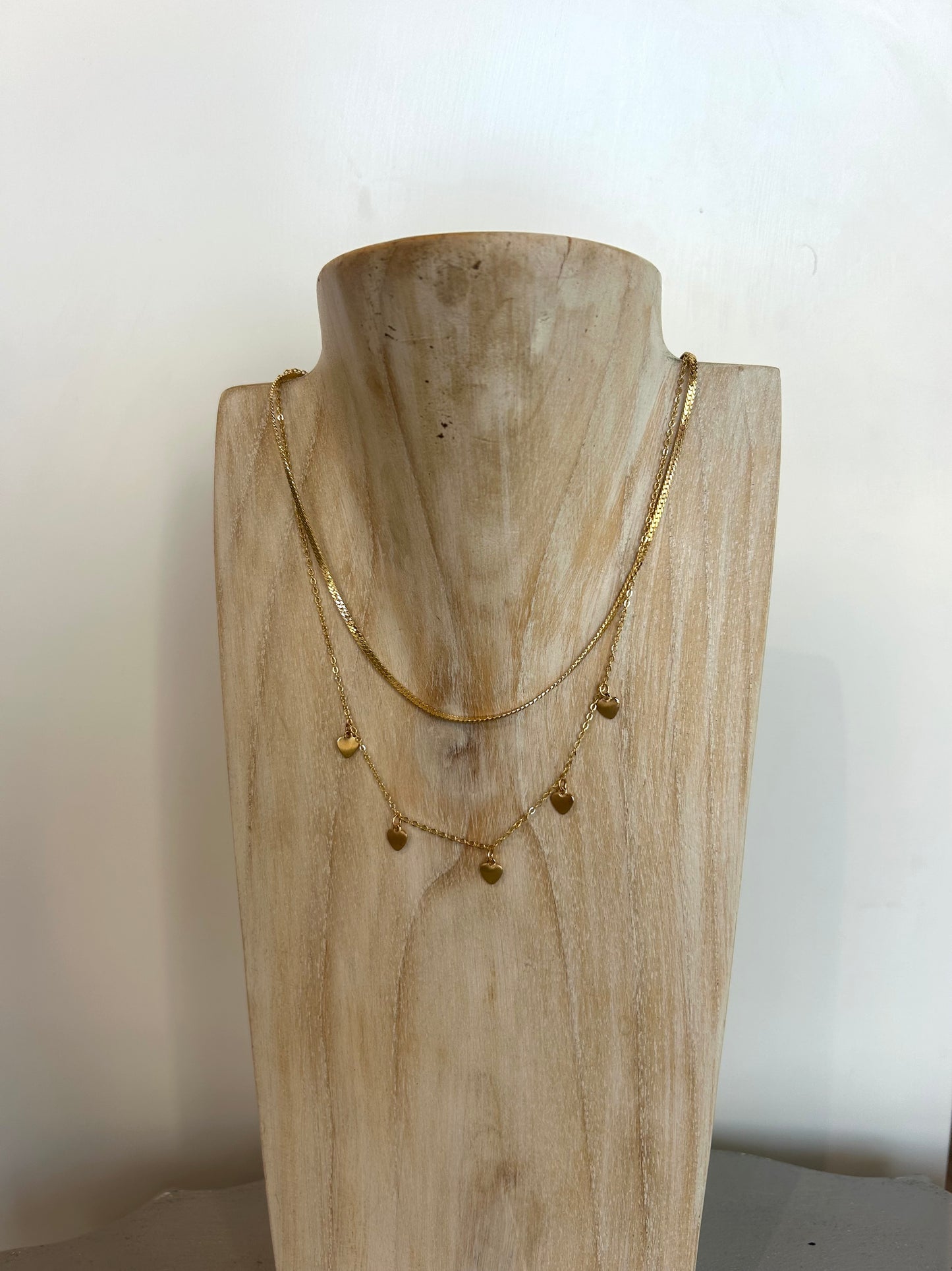Layered Heart Necklace - Gold