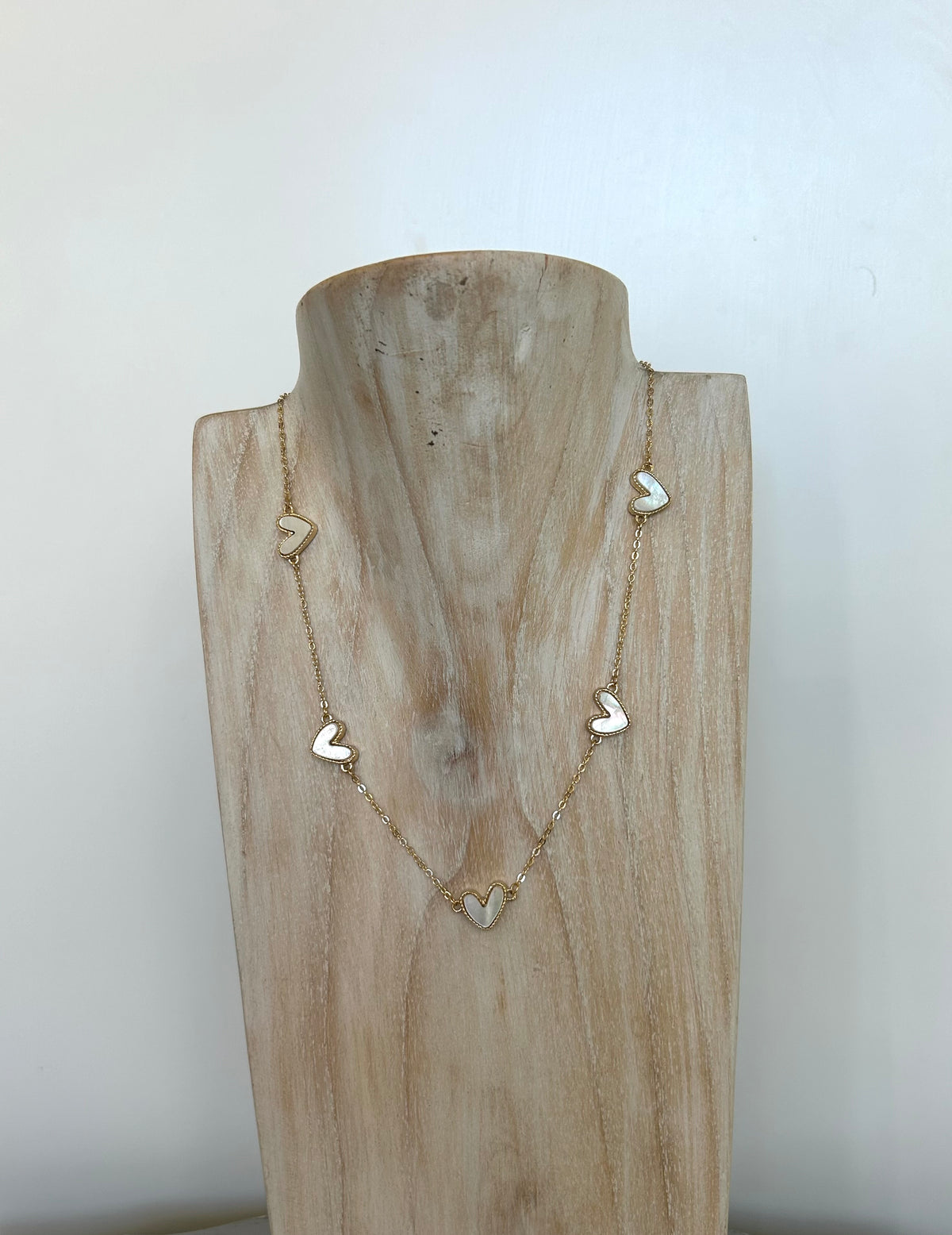 Pearlised Heart Necklace - Gold
