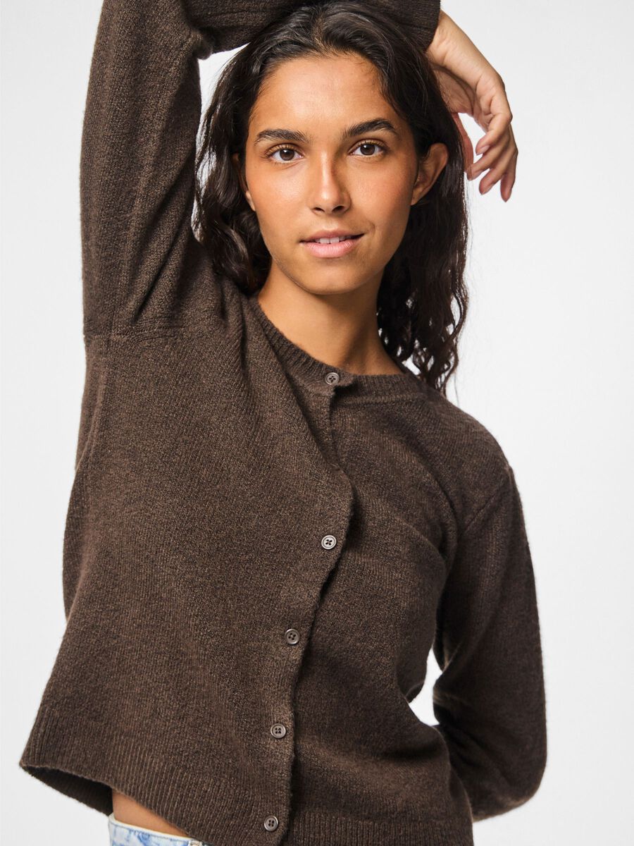 MALOU LS KNIT CARDIGAN - Hot Fudge