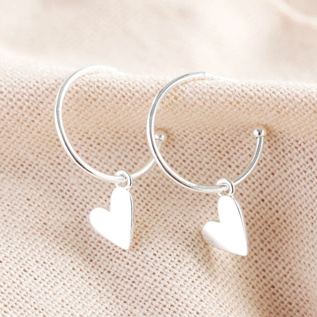 Lisa Angel Heart Hoop earrings - Silver