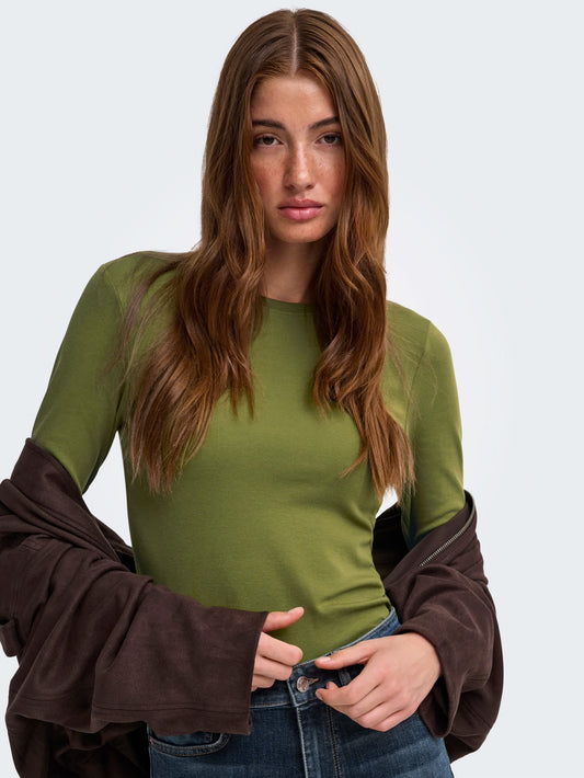 RILEY O-NECK L/S TOP JRS - Peat Moss