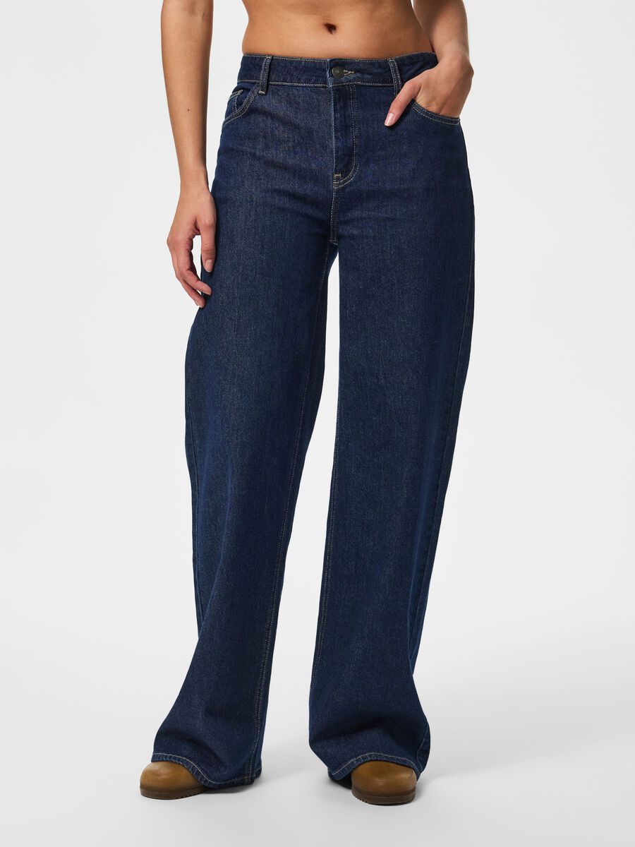 SILKE MW WIDE JEANS - Dark Blue Denim