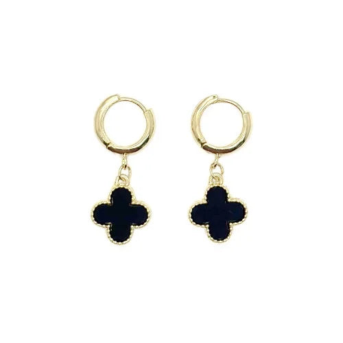 Clover drop earring - Gold/Black