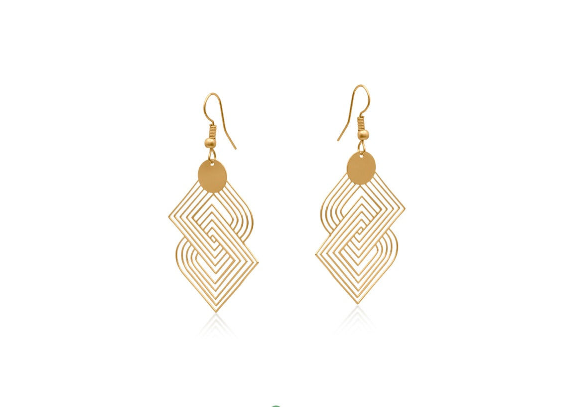 Gold Geometrical Dangle Earrings