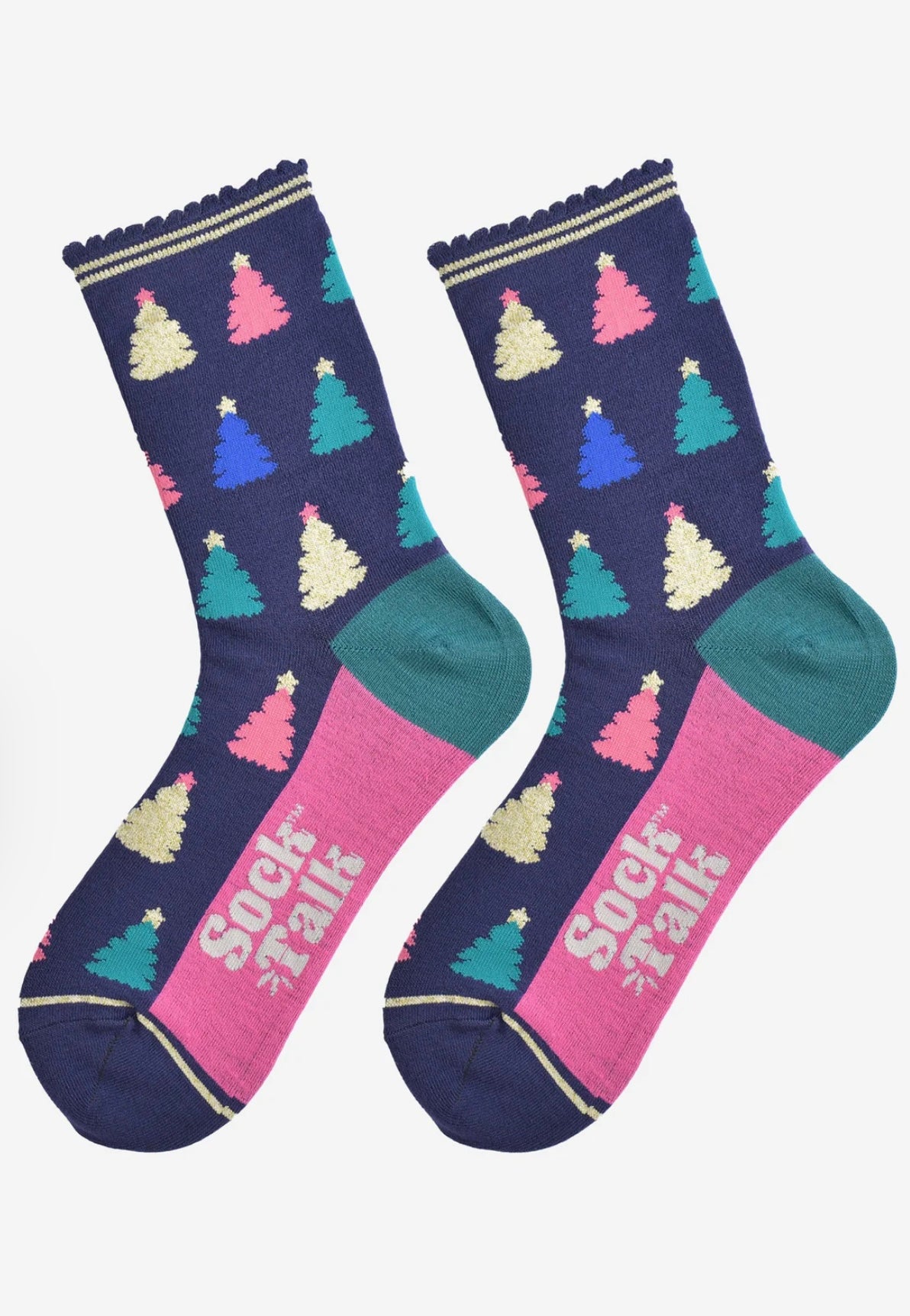 Bamboo Socks - Navy Christmas Tree