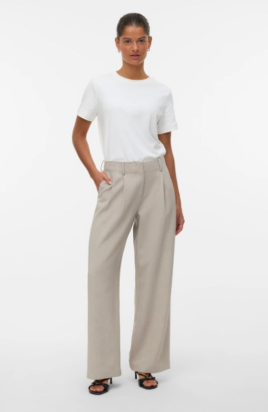 MITCHELL WIDE BELTED TROUSERS - SIlver Mink/Melange