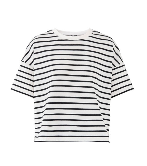 CHILLI 2/4 STRIPE T-SHIRT - Cloud Dancer / Black