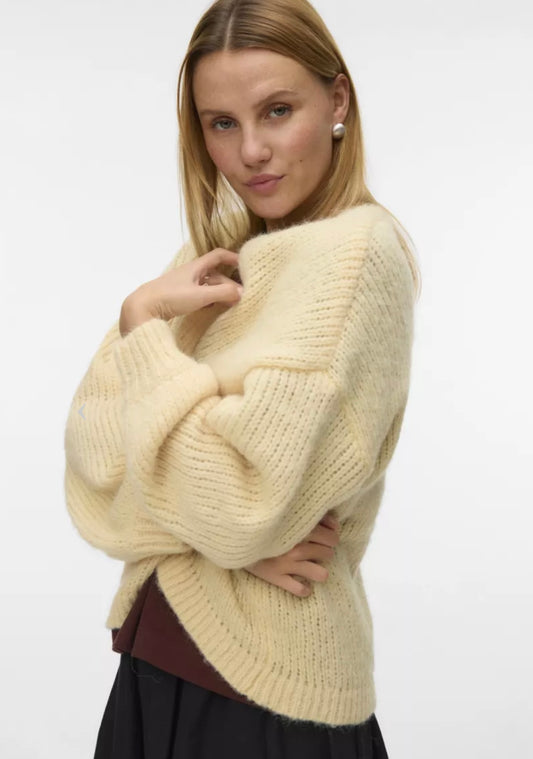 MAYBE Open Knit Cardigan - Pale Banana
