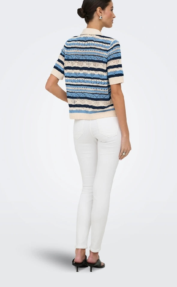 LUNA Polo Cardigan Knit - Allure / Night Sky