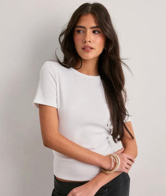 JUNE RIBBED TEE - White