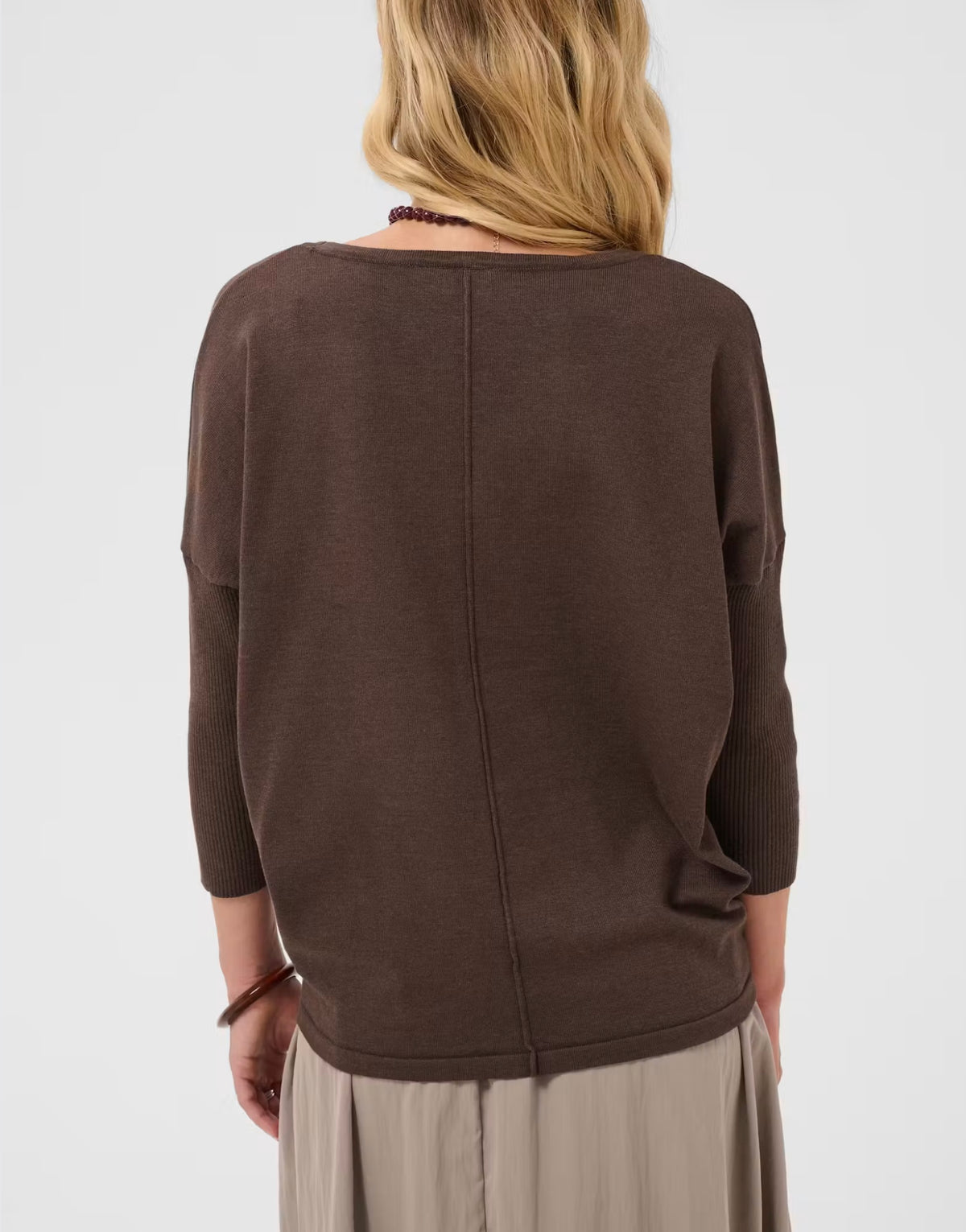 MILA R- NECK PULLOVER - Bracken Melange
