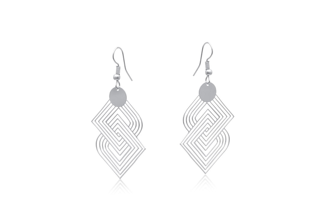 Silver Geometrical Dangle Earrings