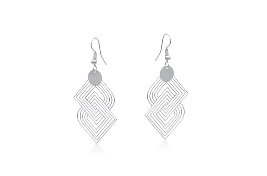 Silver Geometrical Dangle Earrings