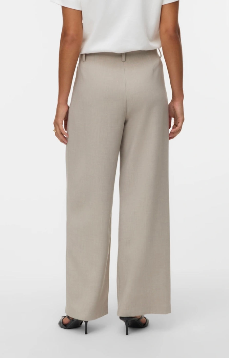 MITCHELL WIDE BELTED TROUSERS - SIlver Mink/Melange
