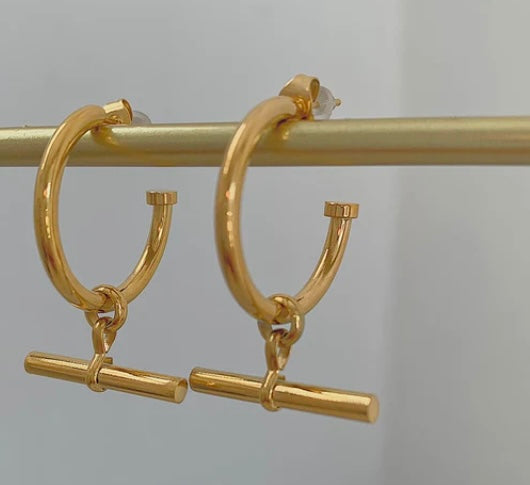 T.Bar Hoop Earrings - Gold