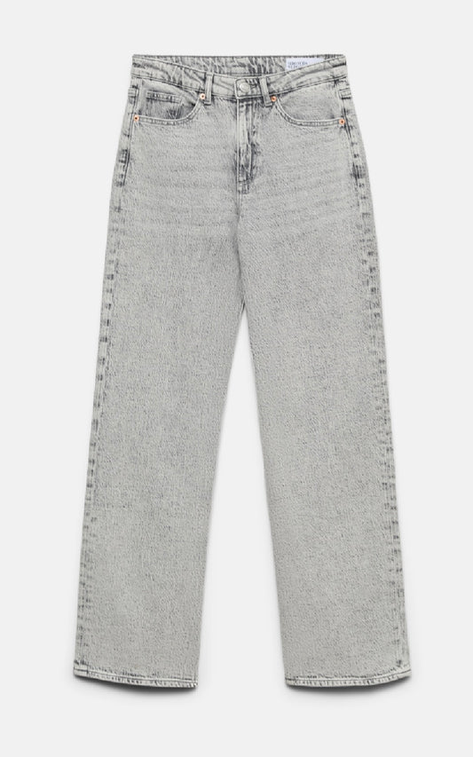 TESSA HR WIDE JEANS - Light Grey Denim
