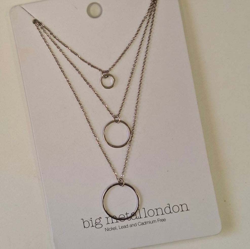 Callia Circle Layered Necklace - Silver