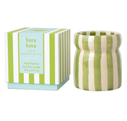 Paddywax ‘Bora Bora’ Sage Striped Ceramic Candle