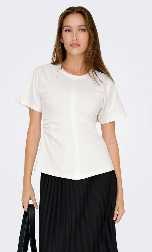 MARIE S/S RUCHING TOP - Cloud Dancer
