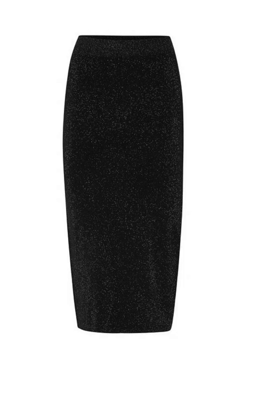 CODY KNIT GLITTER SKIRT - Black