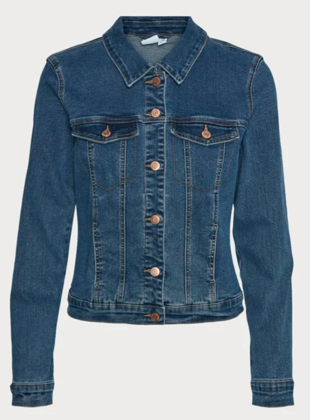 LUNA SLIM DENIM JACKET - Medium Blue