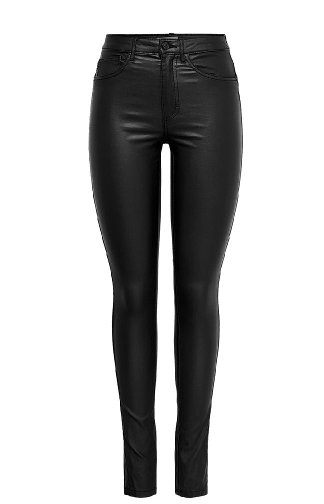 ANNE MID STR FAUX LEATHER PNT - Black