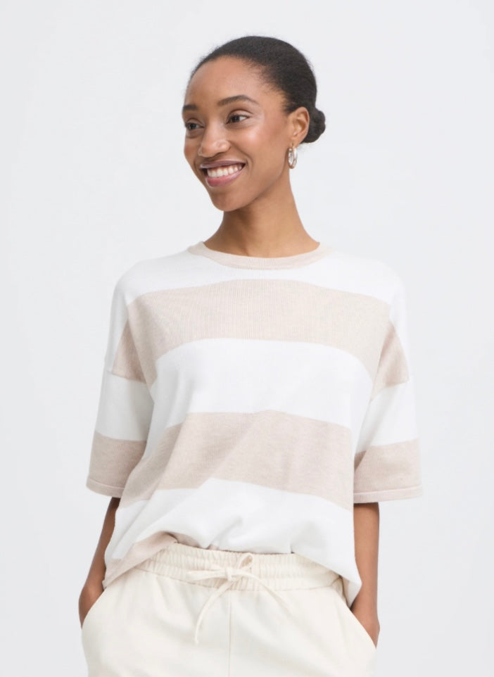 IHLULS WIDE STRIPE PULLOVER - Oatmeal