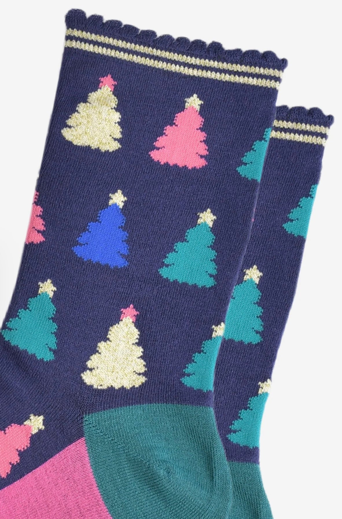 Bamboo Socks - Navy Christmas Tree