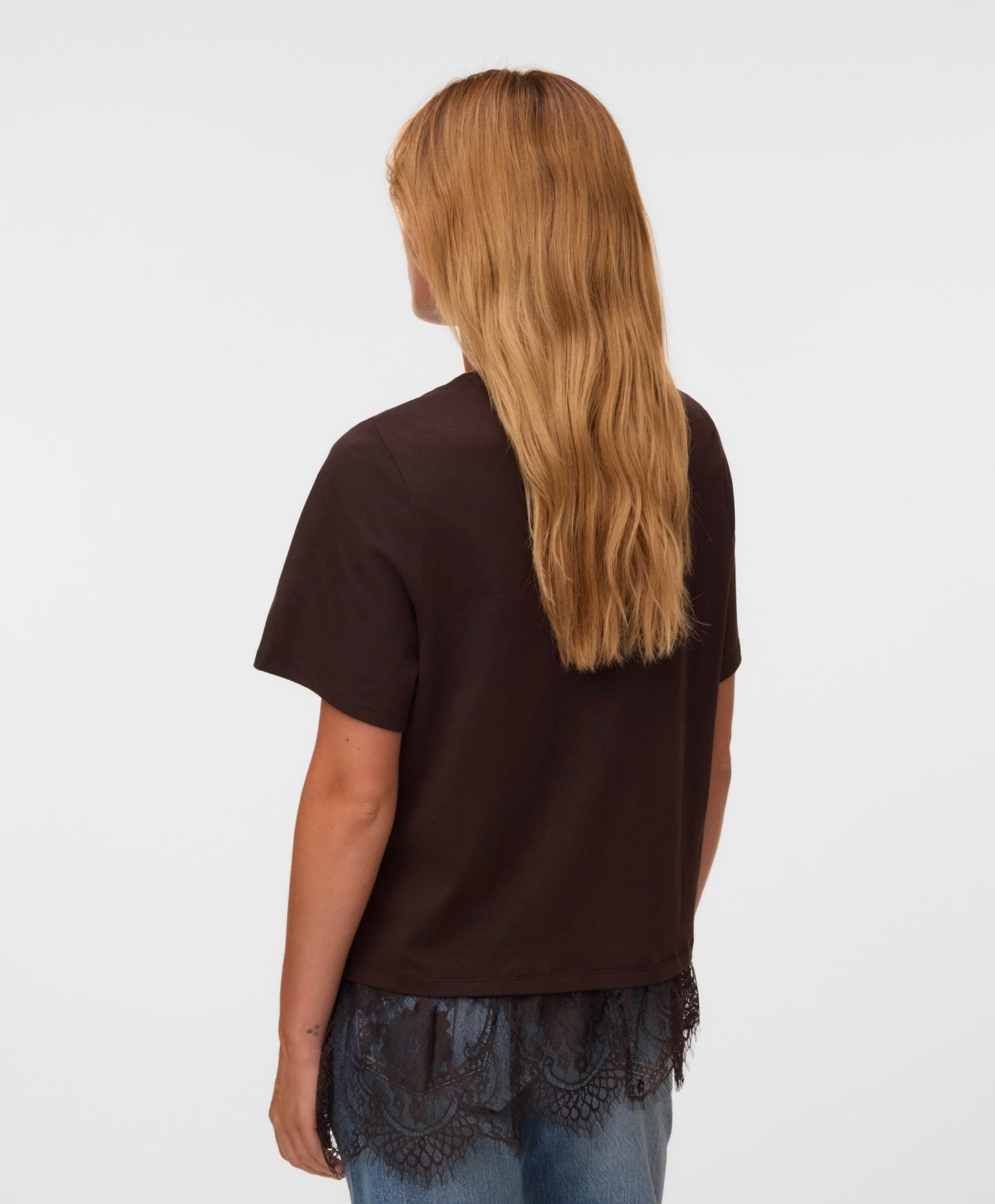 BRIT SS O-NECK LACE T.SHIRT - Chocolate Torte